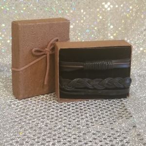 Set of Two Handmade Leather Bracelets